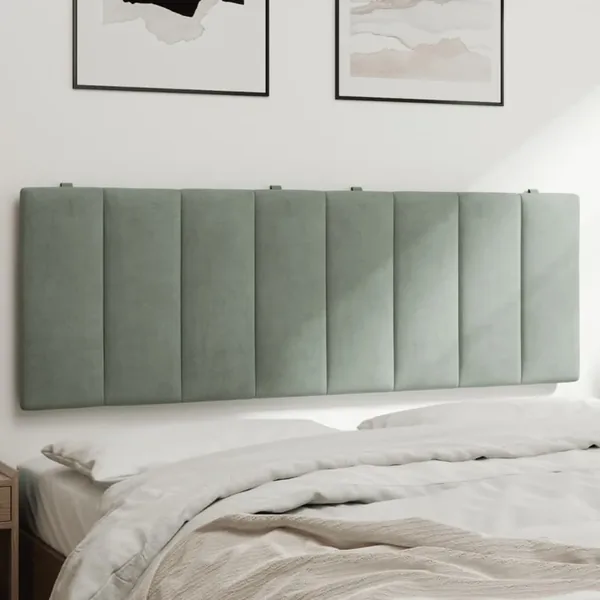 Coussin de tête de lit Hanko gris clair 120 cm velours