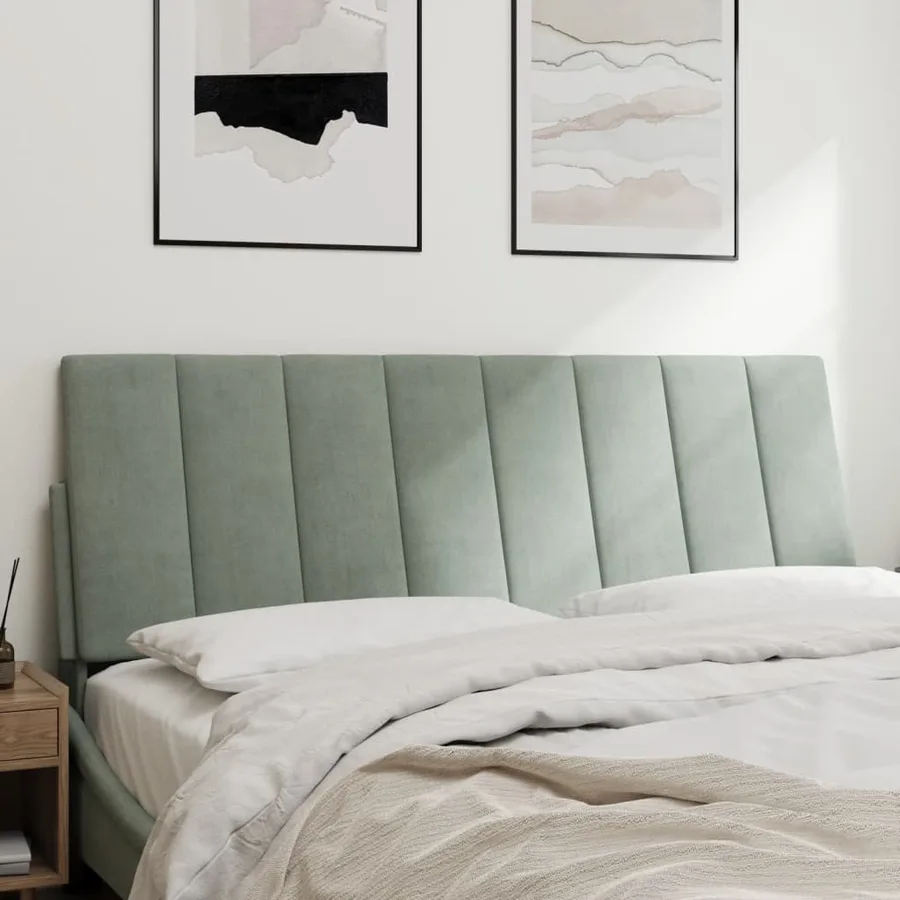 Coussin de tête de lit Hanko gris clair 120 cm velours - 3
