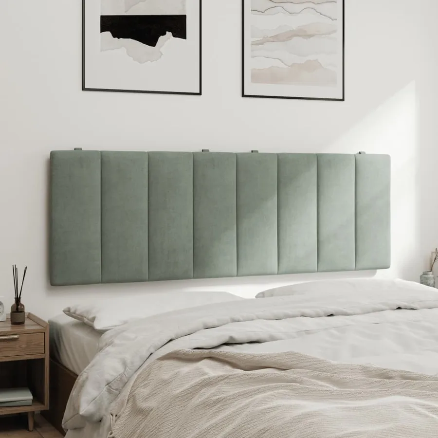 Coussin de tête de lit Hanko gris clair 120 cm velours - 4