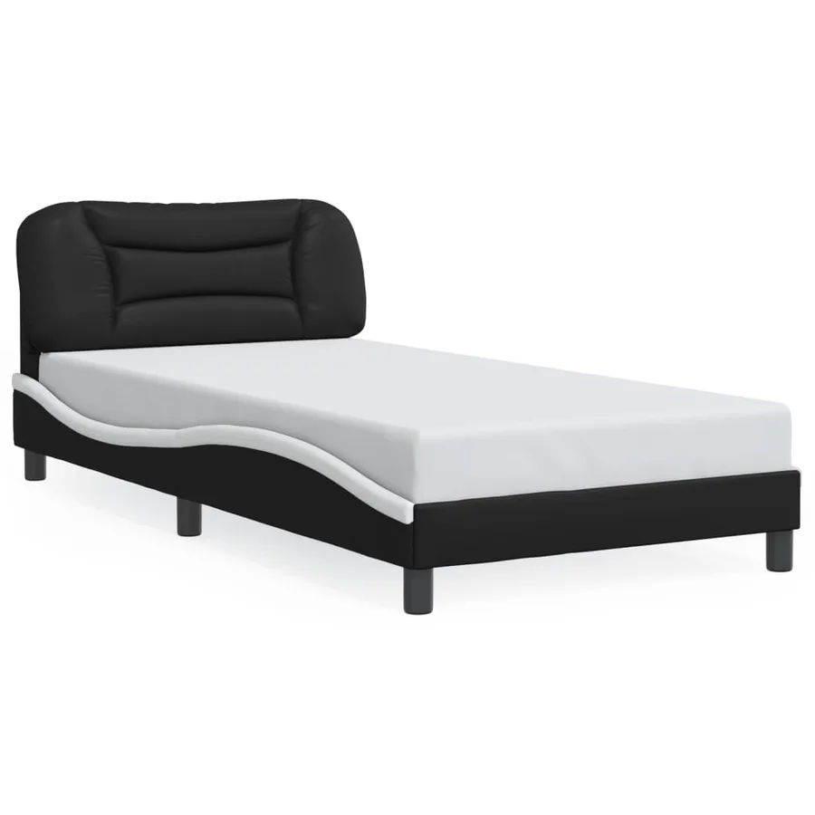 Cadre de lit avec LED sans matelas Hvar noir et blanc 100x200 cm - 5