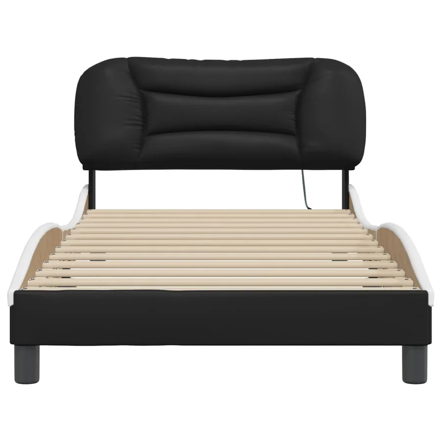 Cadre de lit avec LED sans matelas Hvar noir et blanc 100x200 cm - 6