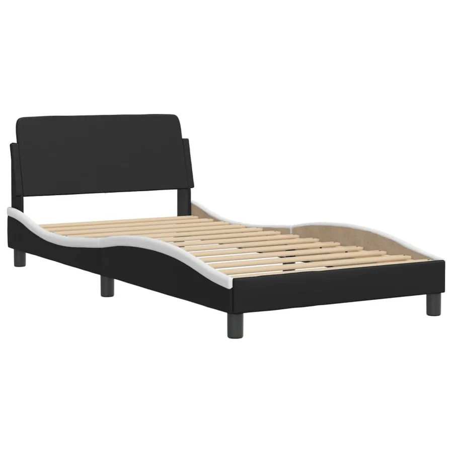 Cadre de lit avec LED sans matelas Hvar noir et blanc 100x200 cm - 7