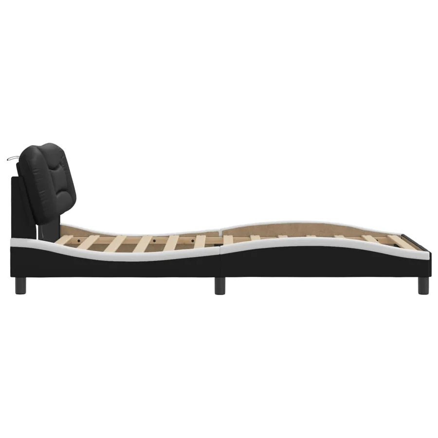 Cadre de lit avec LED sans matelas Hvar noir et blanc 100x200 cm - 8
