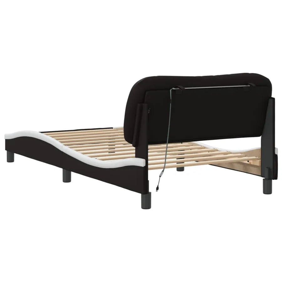Cadre de lit avec LED sans matelas Hvar noir et blanc 100x200 cm - 9