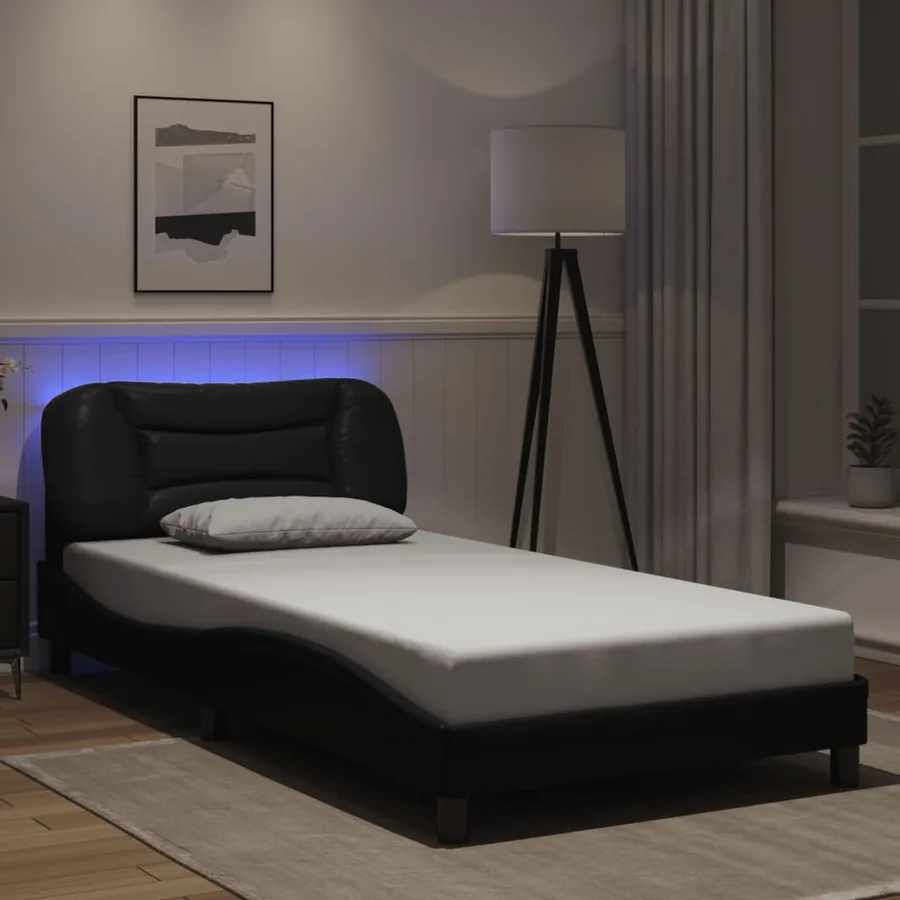 Cadre de lit avec LED sans matelas Hvar noir 100x200 cm