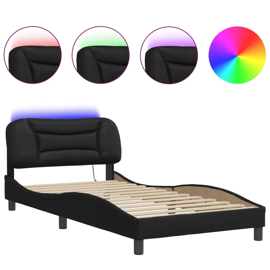 Cadre de lit avec LED sans matelas Hvar noir 100x200 cm - 2