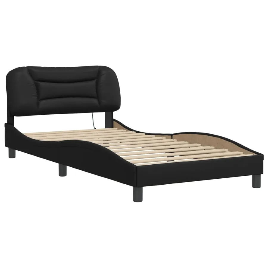 Cadre de lit avec LED sans matelas Hvar noir 100x200 cm - 3