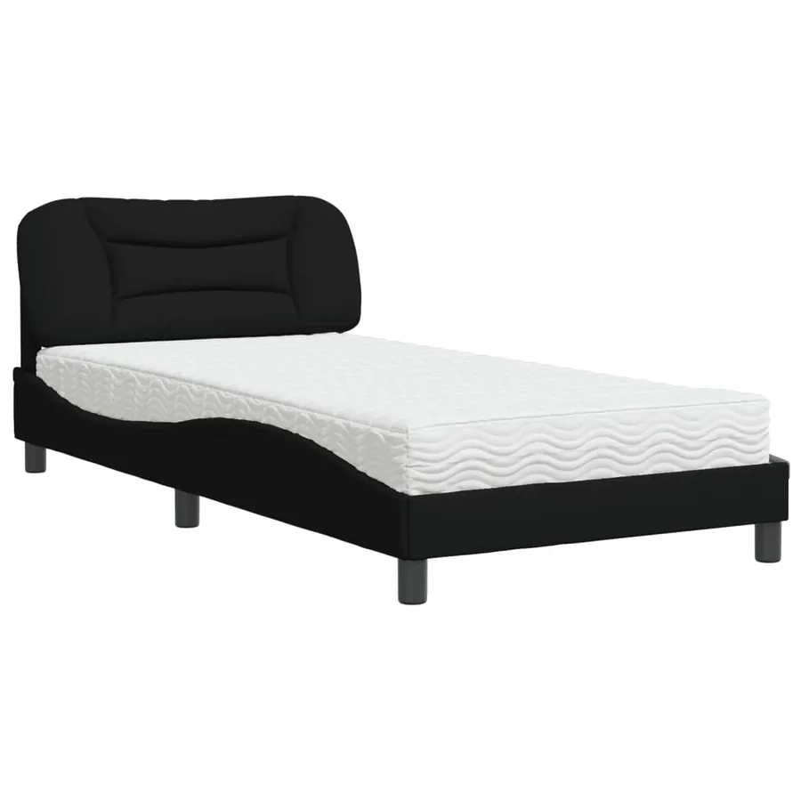 Lit avec matelas Hvar noir 100x200 cm tissu - 2