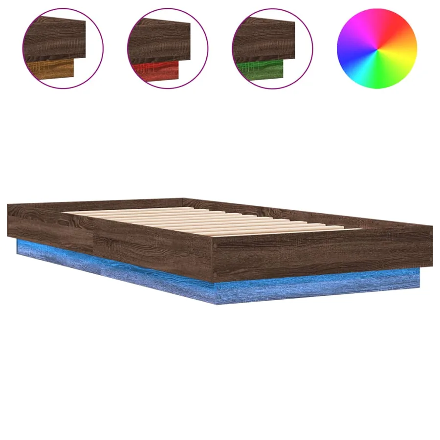 Cadre de lit sans matelas avec lumières LED 90x190 cm - 2