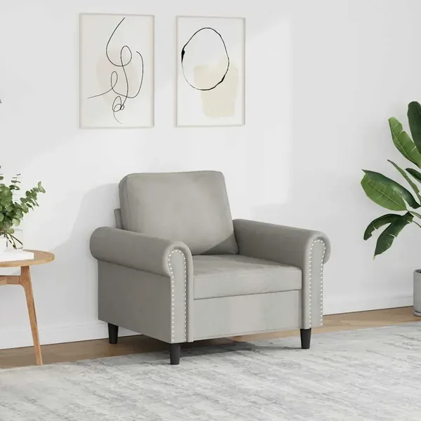 Fauteuil Gris clair 60 cm Velours