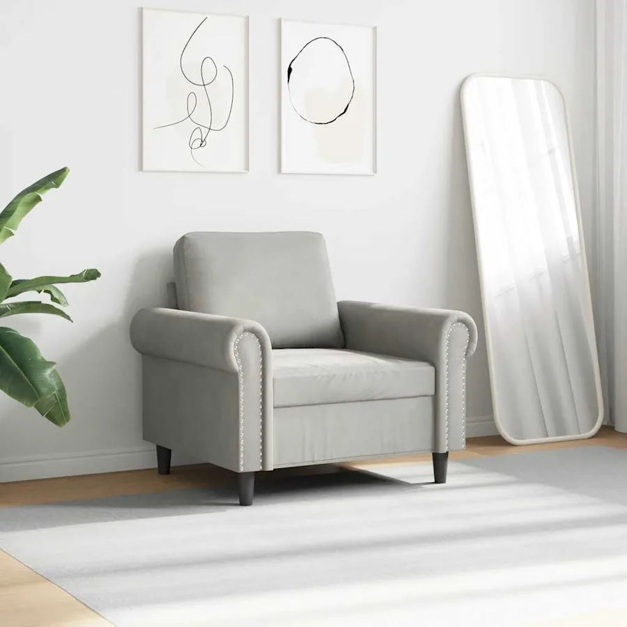 Fauteuil Gris clair 60 cm Velours - 3