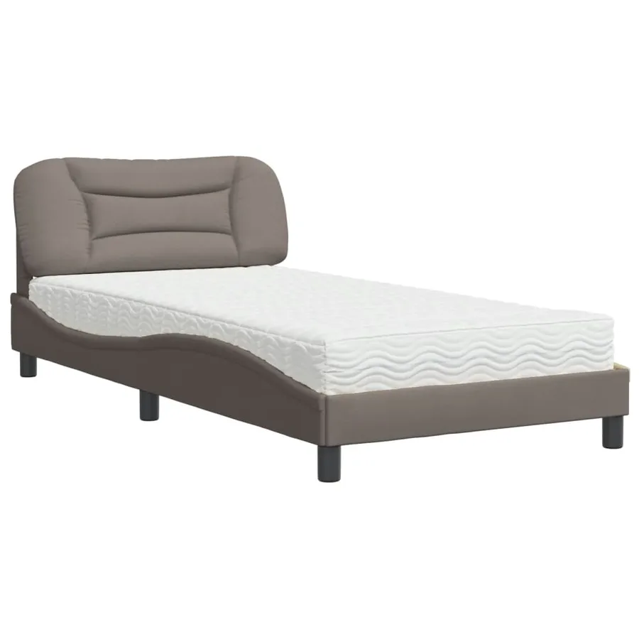 Lit avec matelas Hvar taupe 100x200 cm tissu - 2