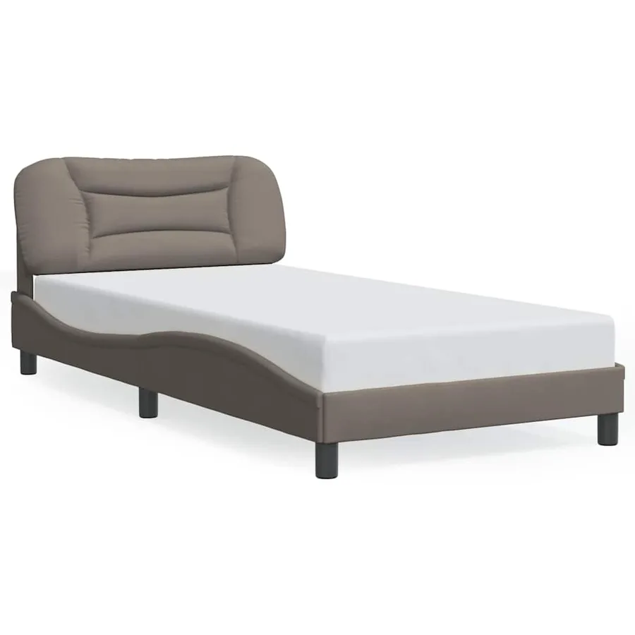 Cadre de lit sans matelas Hvar taupe 100x200 cm tissu - 2