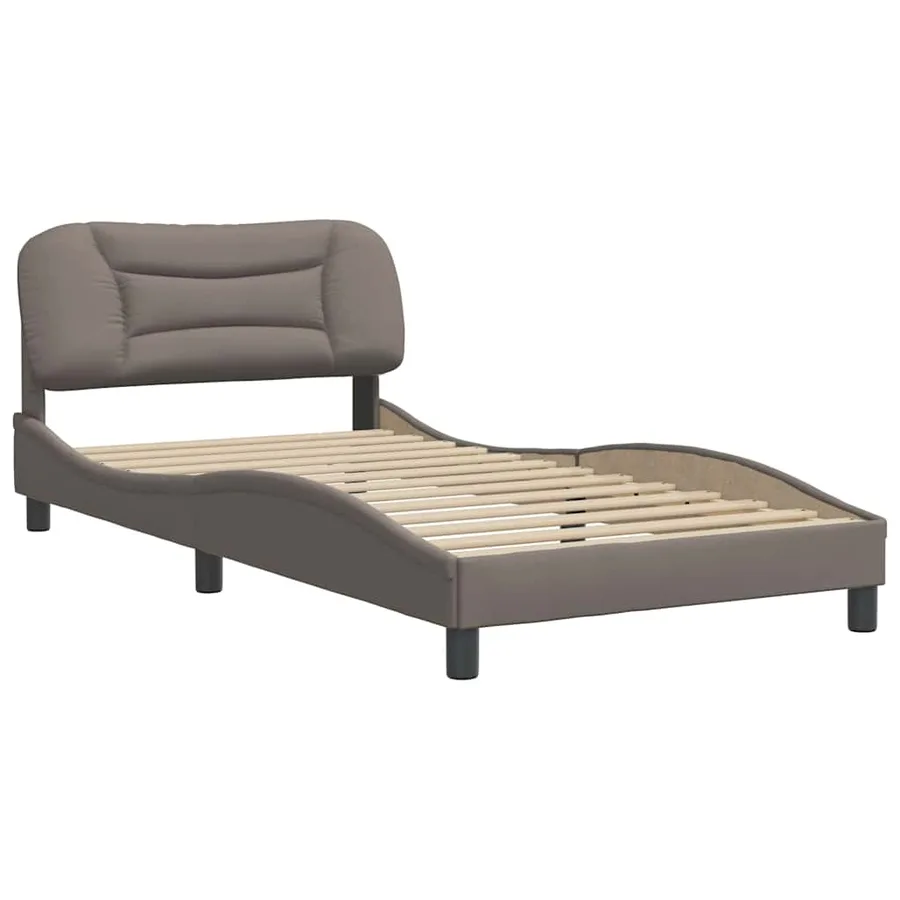 Cadre de lit sans matelas Hvar taupe 100x200 cm tissu - 3