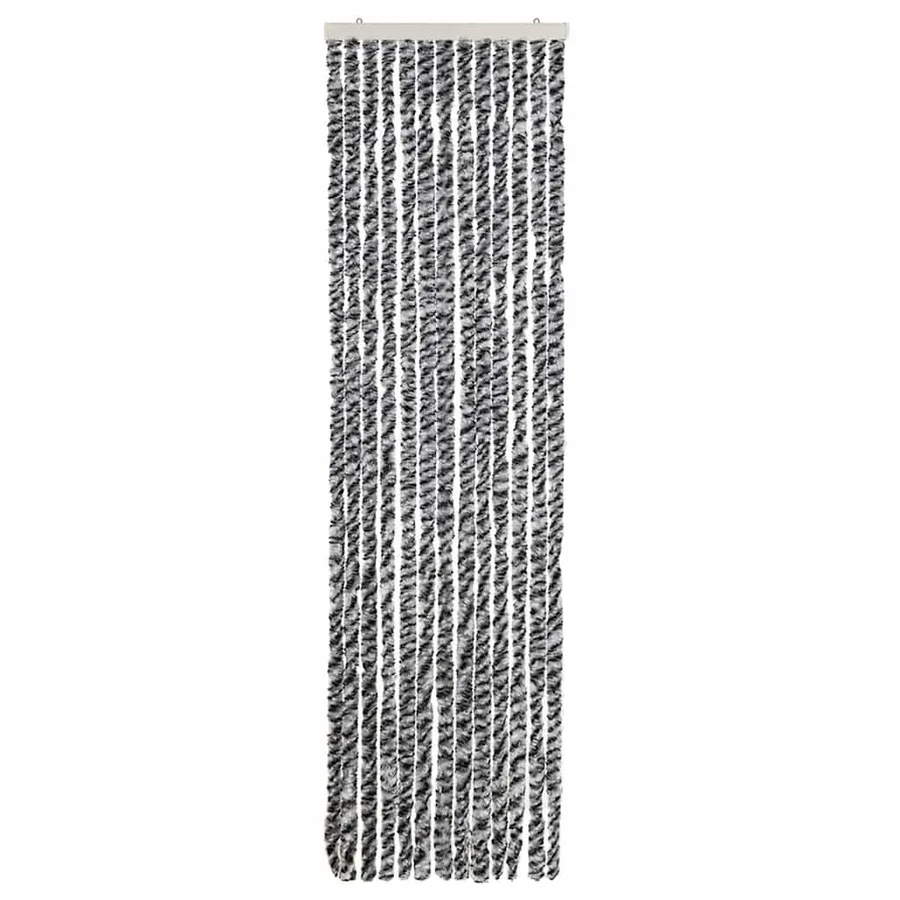 Rideau anti-mouches gris et noir et blanc 56x200 cm chenille - 3