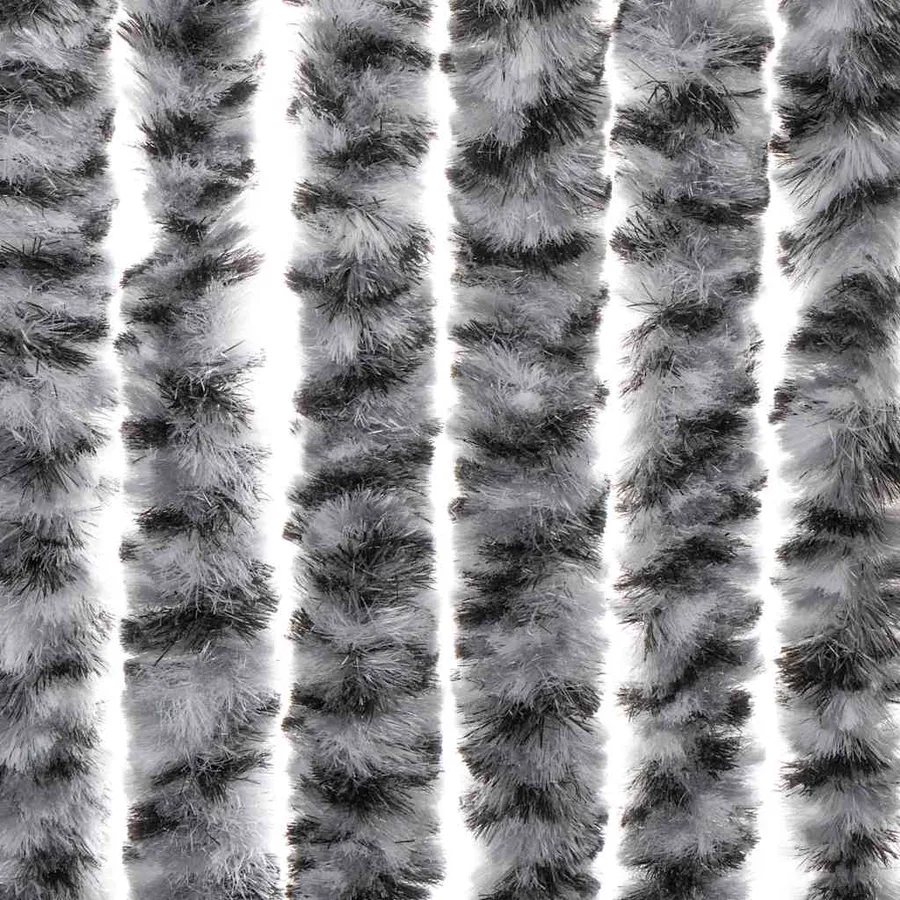 Rideau anti-mouches gris et noir et blanc 56x200 cm chenille - 6
