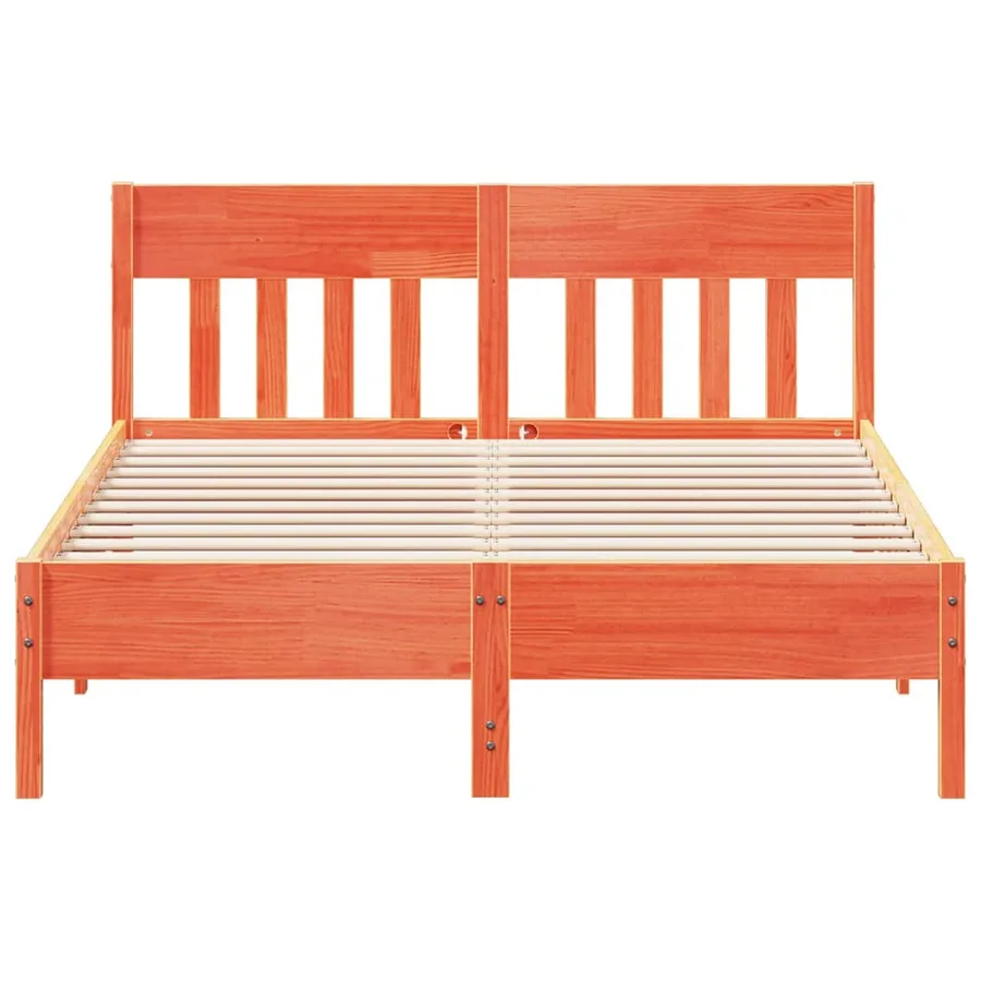 Cadre de lit sans matelas cire marron 120x200cm bois pin massif - 4
