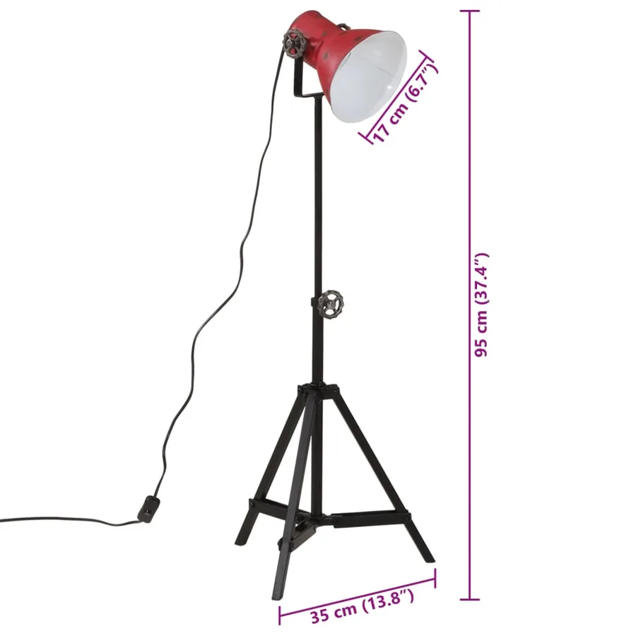 Lampadaire 25 W rouge délavé 35x35x65/95 cm E27 - 11