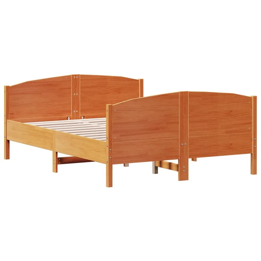 Cadre de lit et tête de lit cire marron 150x200 cm bois de pin - 2
