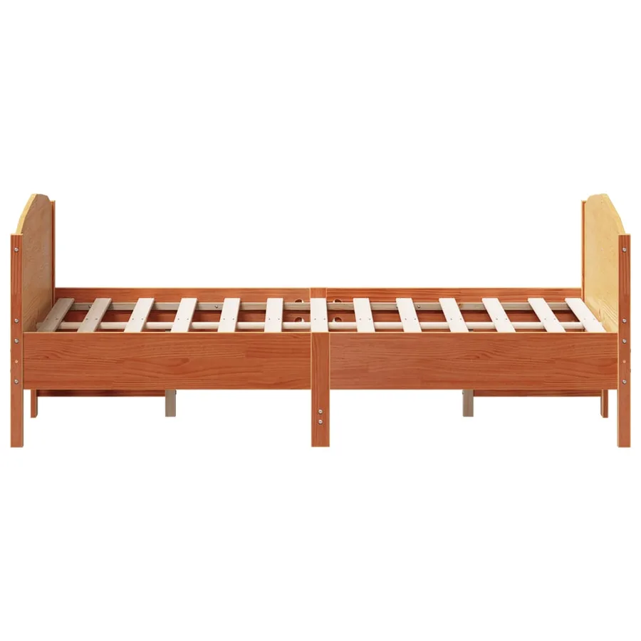 Cadre de lit et tête de lit cire marron 150x200 cm bois de pin - 5
