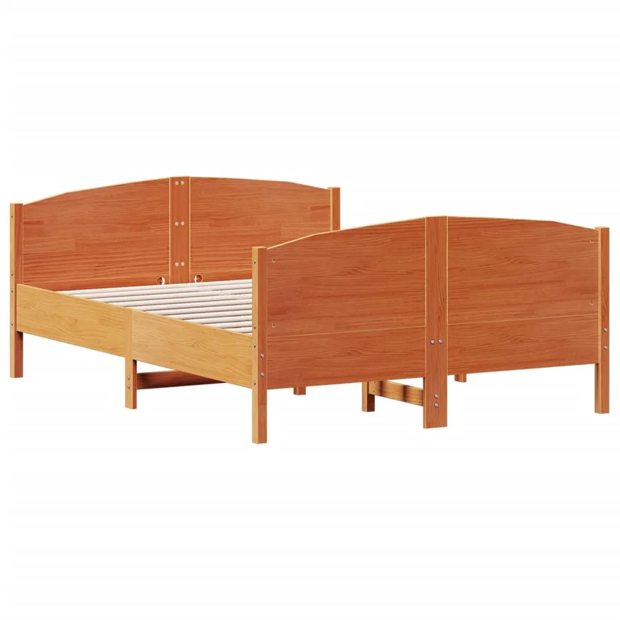 Cadre de lit et tête de lit cire marron 150x200 cm bois de pin - 6