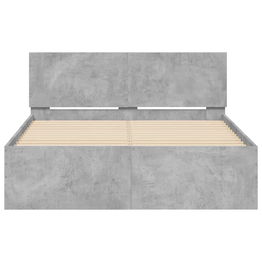 Cadre de lit avec tête de lit et LED gris béton 120x200 cm - 7