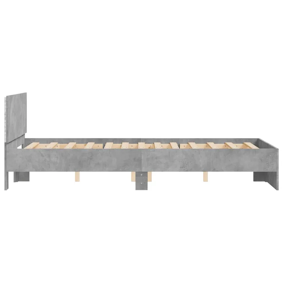 Cadre de lit avec tête de lit et LED gris béton 120x200 cm - 8