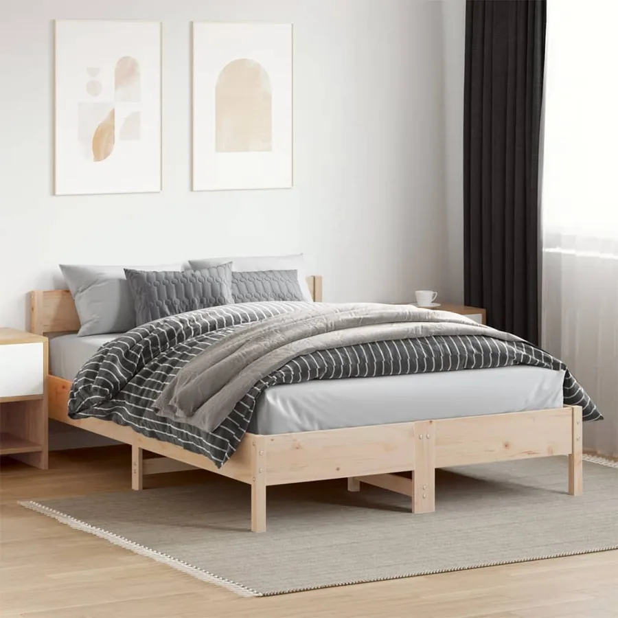 Cadre de lit sans matelas 160x200 cm bois massif de pin - 3