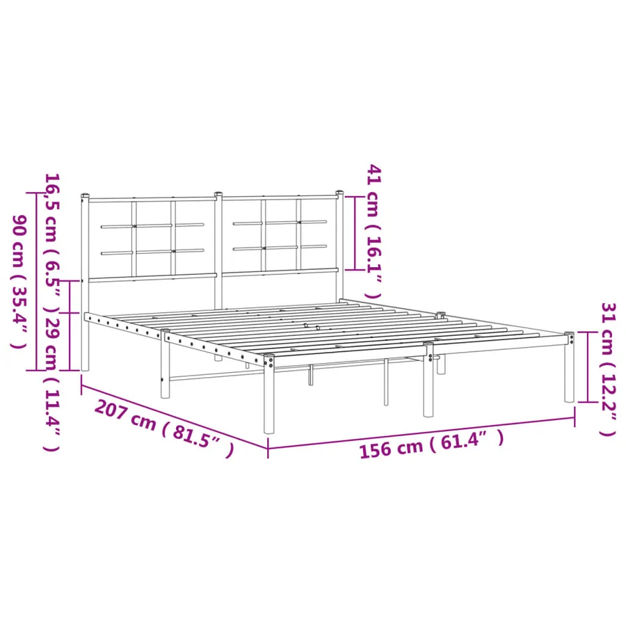 Cadre de lit métal sans matelas avec tête de lit noir 150x200cm - 10
