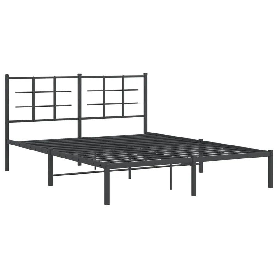 Cadre de lit métal sans matelas avec tête de lit noir 150x200cm - 3