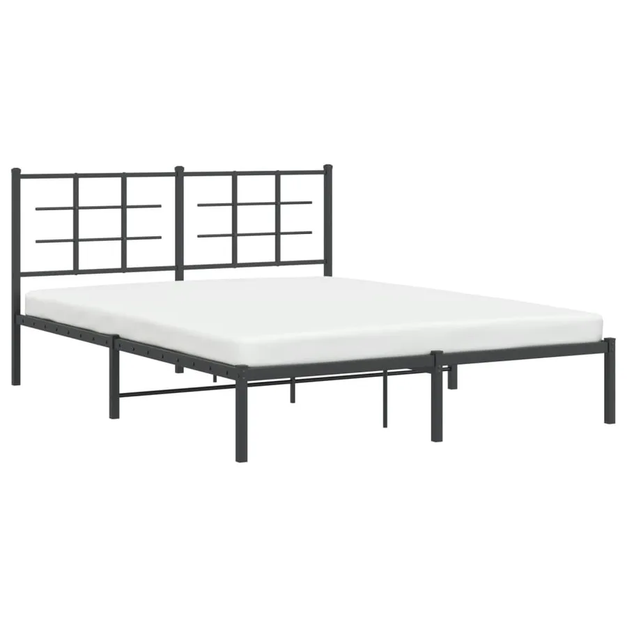 Cadre de lit métal sans matelas avec tête de lit noir 150x200cm - 4