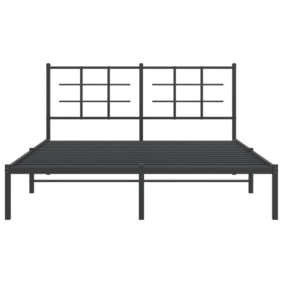 Cadre de lit métal sans matelas avec tête de lit noir 150x200cm - 5
