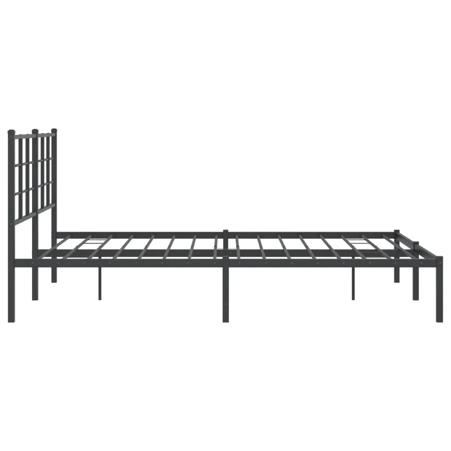 Cadre de lit métal sans matelas avec tête de lit noir 150x200cm - 6