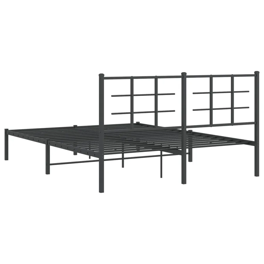 Cadre de lit métal sans matelas avec tête de lit noir 150x200cm - 7