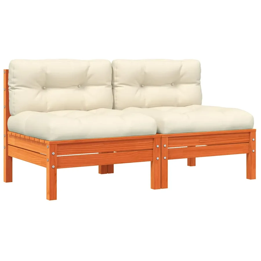 Canapé de jardin sans accoudoirs coussins 2 pcs bois massif pin - 2