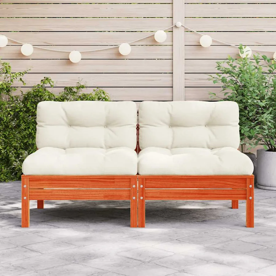 Canapé de jardin sans accoudoirs coussins 2 pcs bois massif pin - 3