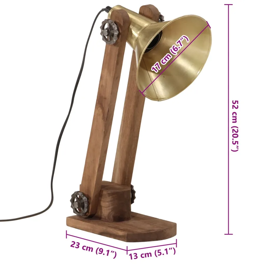 Lampe de bureau 25 W laiton antique 23x13x52 cm E27 - 11