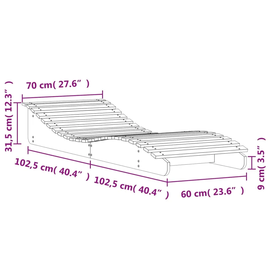 Chaise longue 205x70x31,5 cm bois massif de douglas - 9