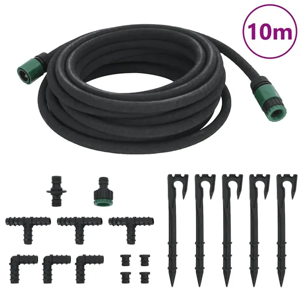Tuyau d'arrosage de jardin noir 0,6" 10 m caoutchouc