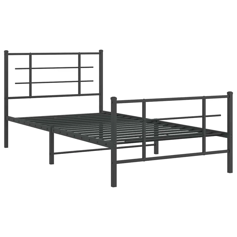 Cadre de lit métal sans matelas avec pied de lit noir 107x203cm - 3