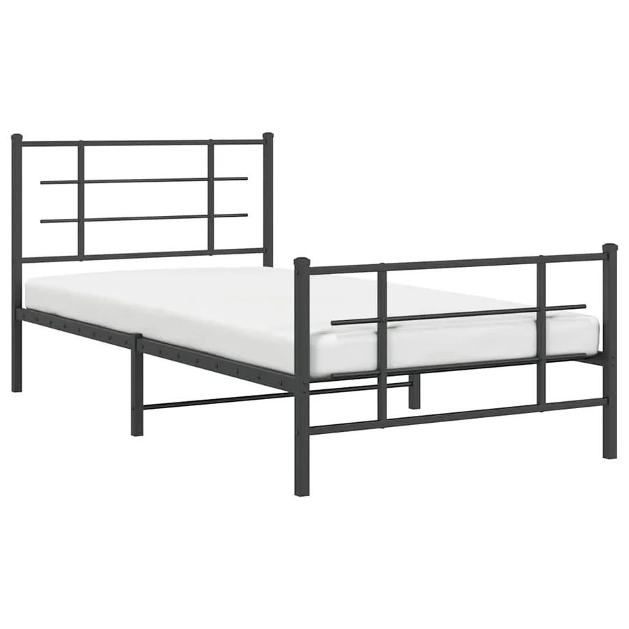 Cadre de lit métal sans matelas avec pied de lit noir 107x203cm - 4