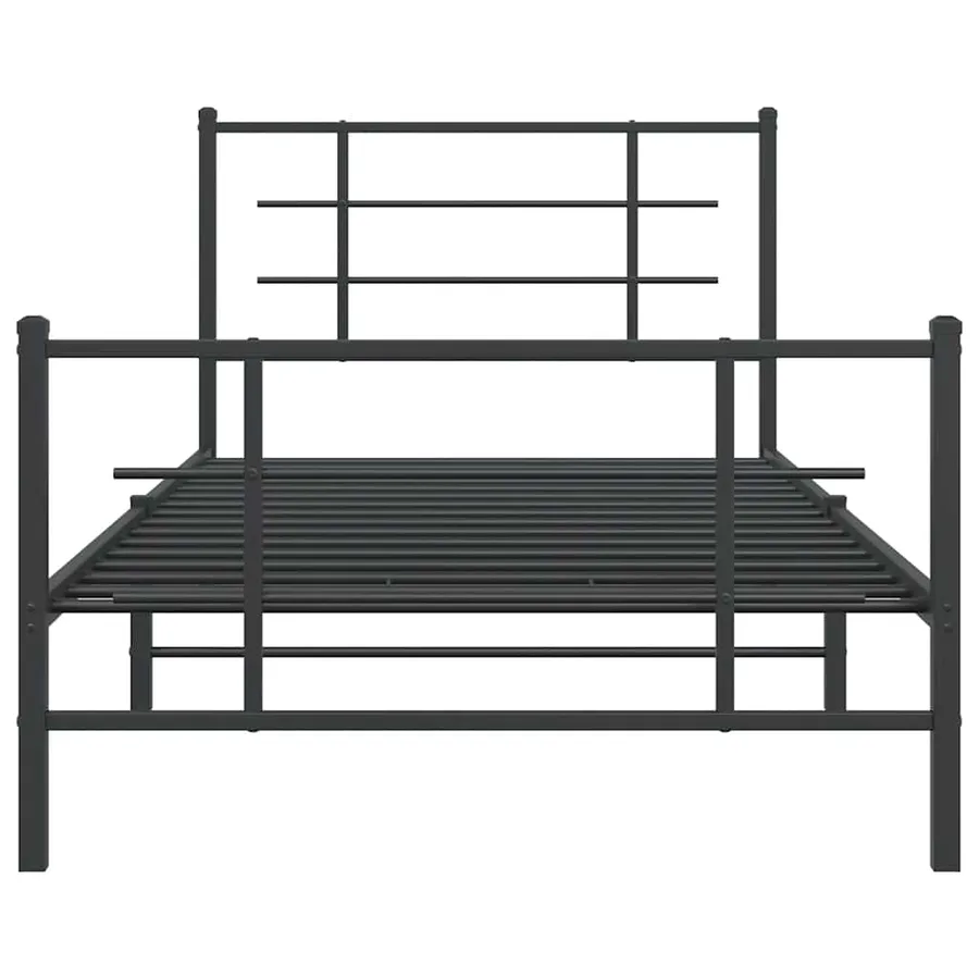 Cadre de lit métal sans matelas avec pied de lit noir 107x203cm - 5