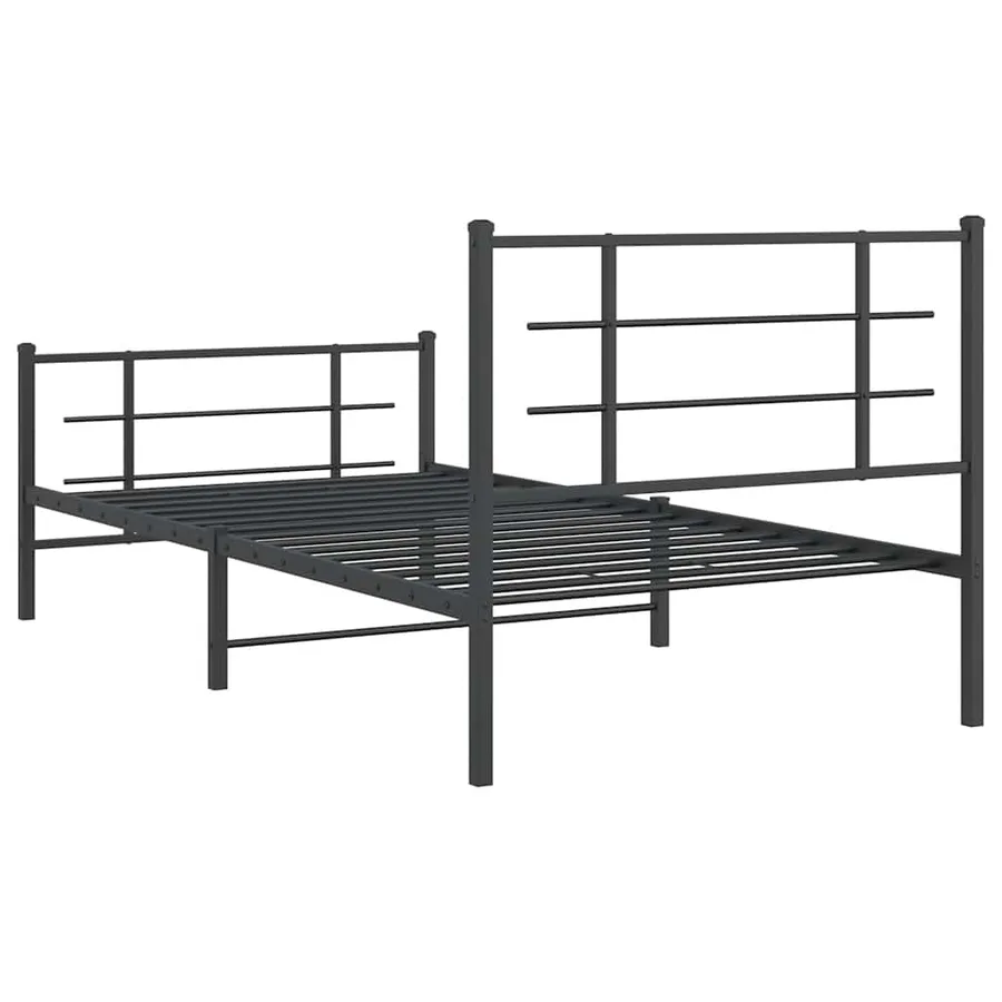 Cadre de lit métal sans matelas avec pied de lit noir 107x203cm - 7