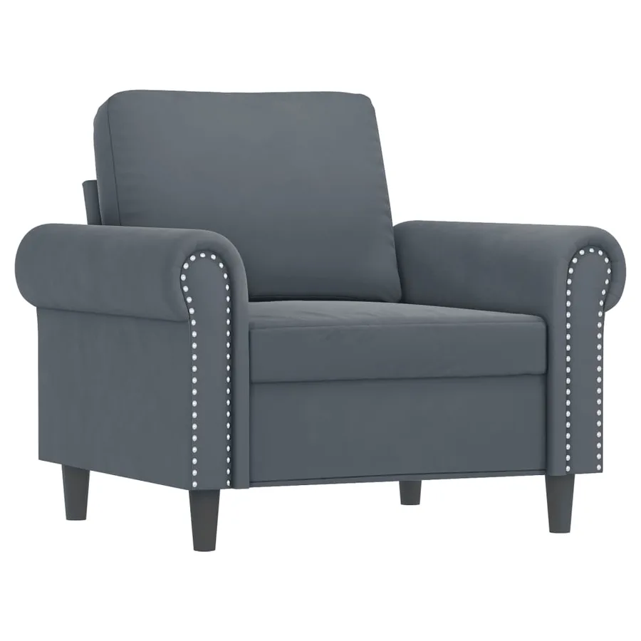 Fauteuil avec repose-pied Gris foncé 60 cm Velours - 4