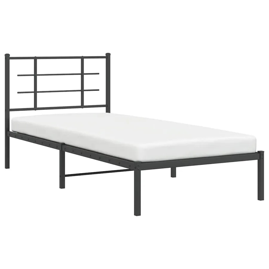 Cadre de lit métal sans matelas avec tête de lit noir 90x200 cm - 4