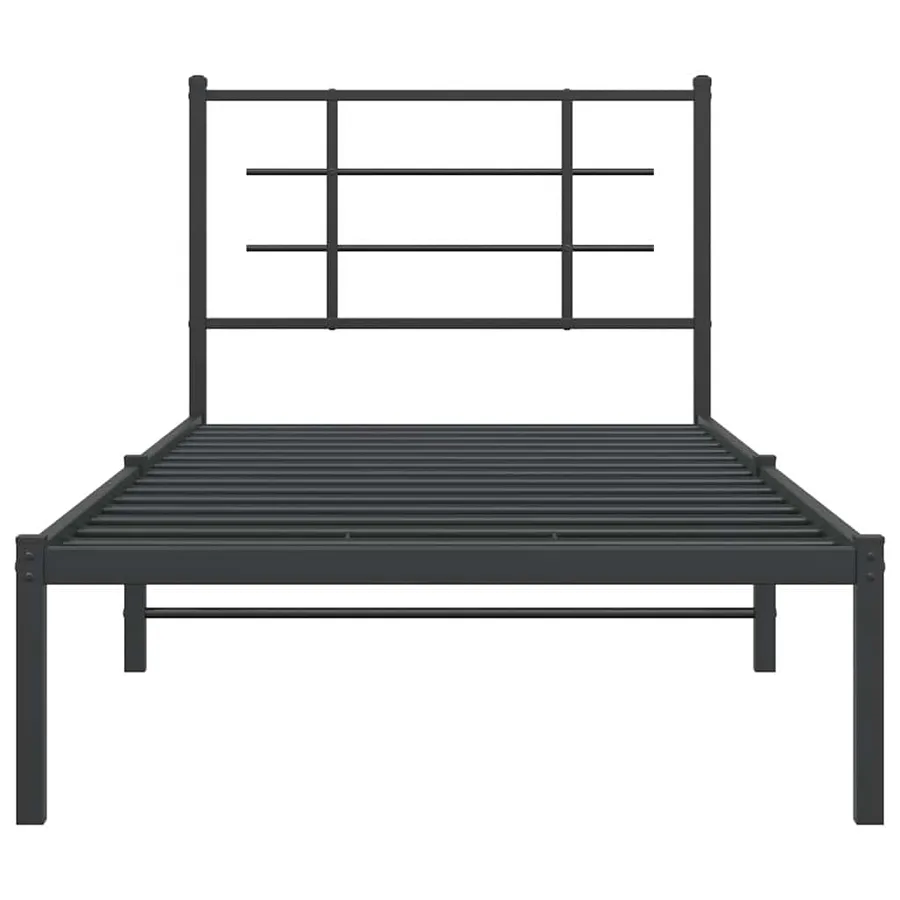Cadre de lit métal sans matelas avec tête de lit noir 90x200 cm - 5