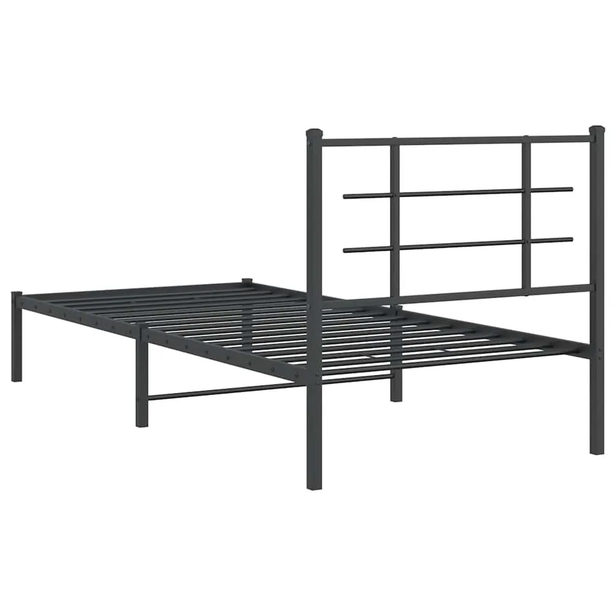 Cadre de lit métal sans matelas avec tête de lit noir 90x200 cm - 7