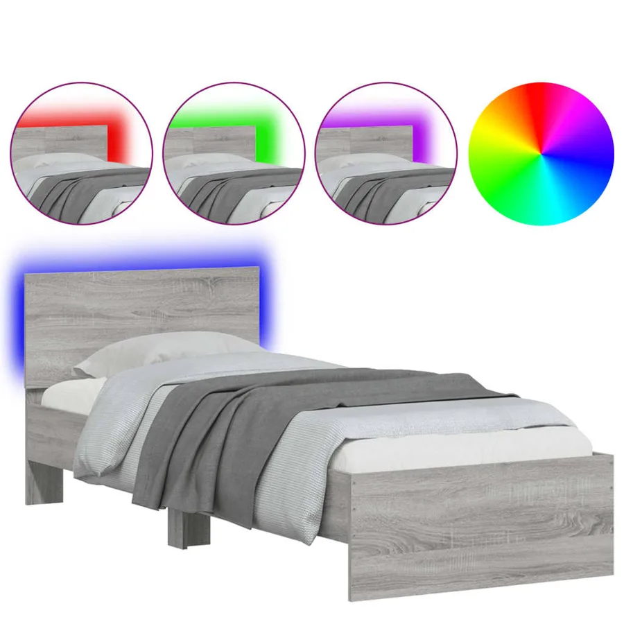Cadre de lit sans matelas avec lumières LED 75x190 cm - 2