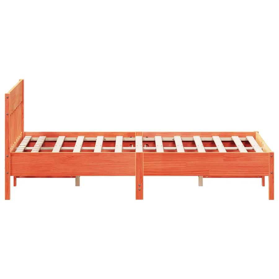 Cadre de lit sans matelas cire marron 150x200cm bois pin massif - 5