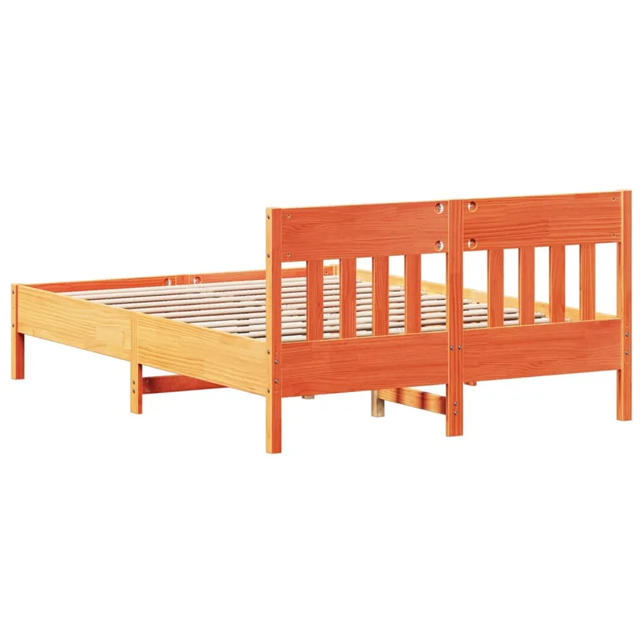 Cadre de lit sans matelas cire marron 150x200cm bois pin massif - 6